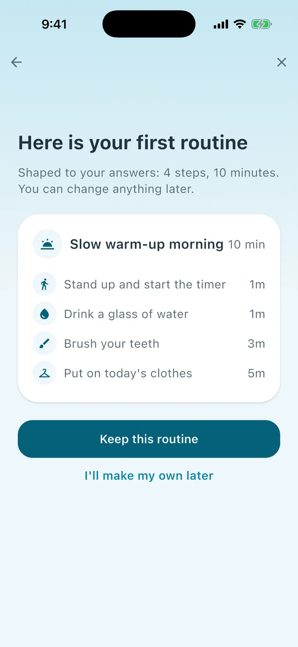 A routine made for a Diesel Penguin: Slow warm-up morning, four steps, ten minutes